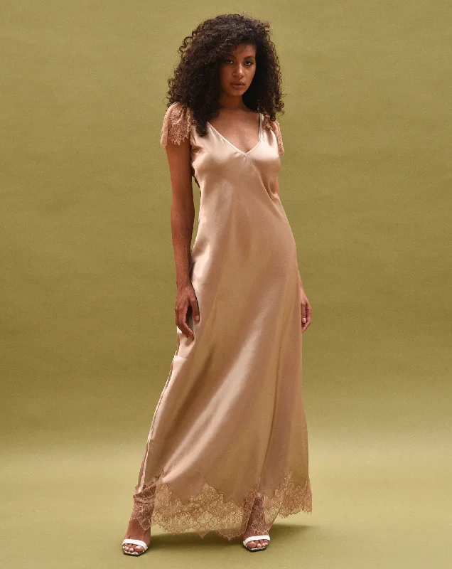 Latifa Long Silk Nightgown