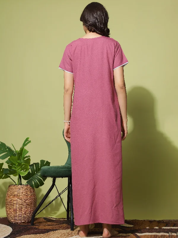 Aesthetic Embroidery Pastel Pink Nightgown