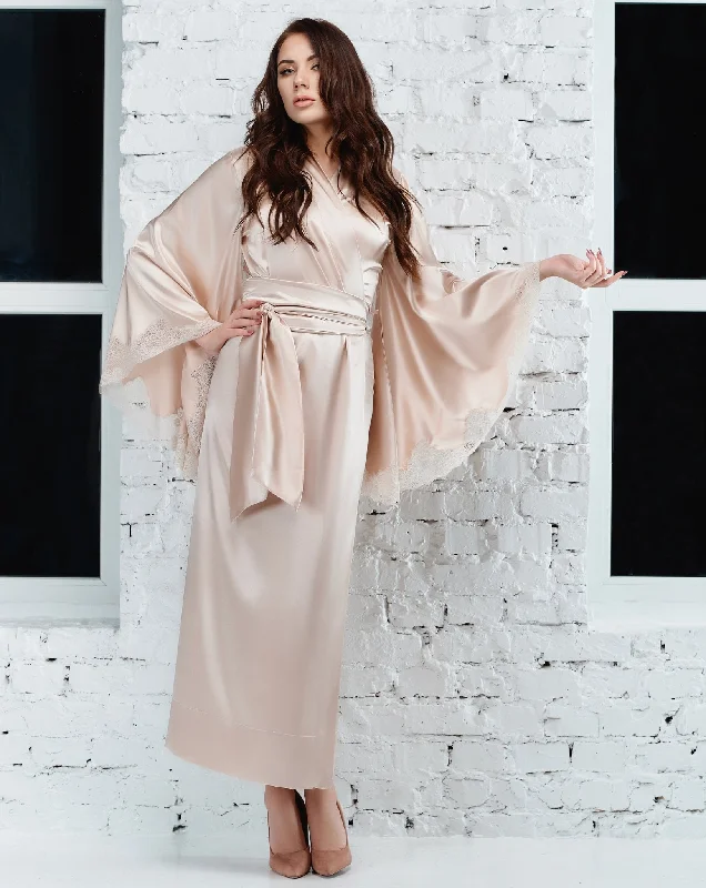 Long Champagne Satin Robe