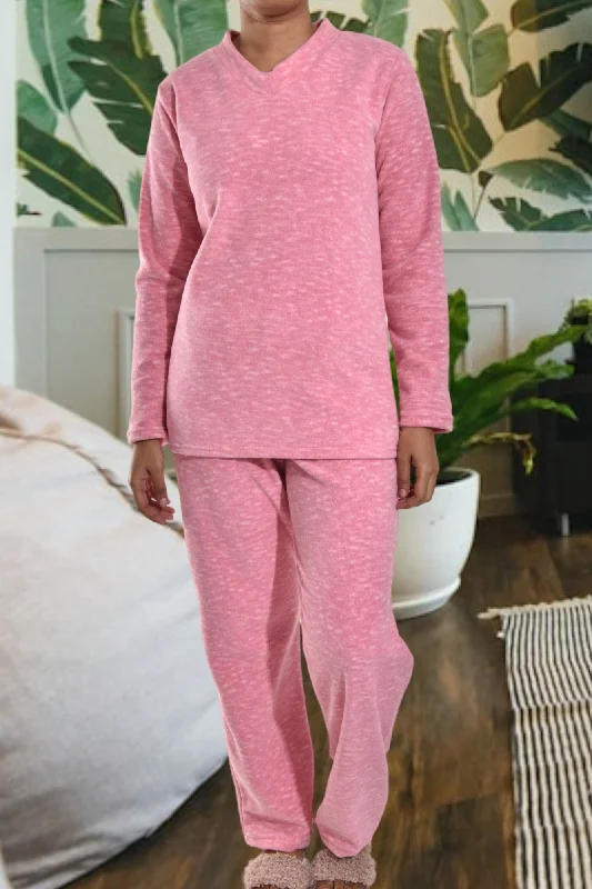 Ladies Pink Polar Fleece Pj Set