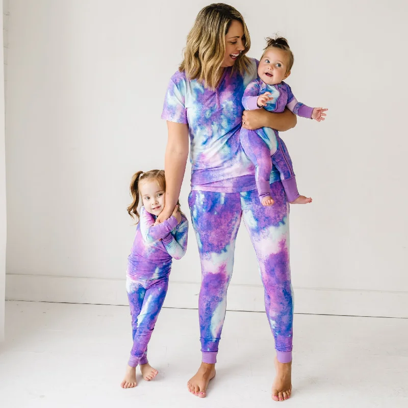 Purple Watercolor Women's Short Sleeve Pajama Top