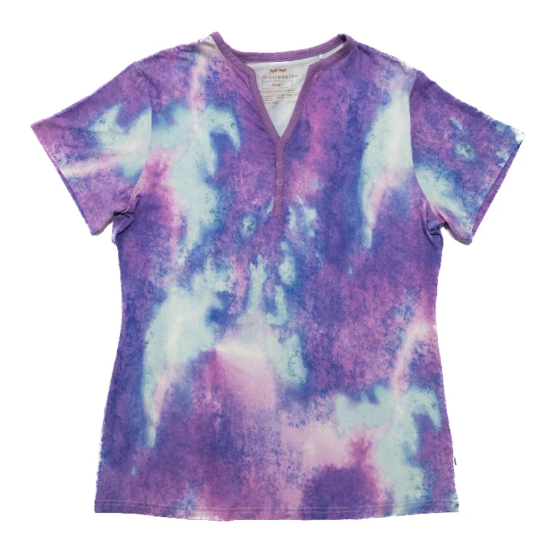 Purple Watercolor Women's Short Sleeve Pajama Top