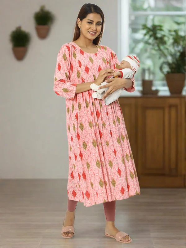 Rayon Maternity Feeding Kurti Baby Pink