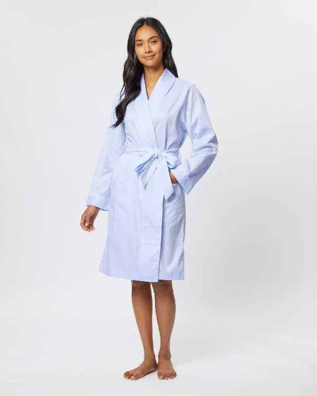 Women's Jacquard Short Dressing Gown - Blue