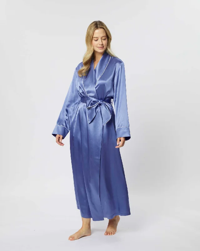 Women's Silk Dressing Gown - Periwinkle