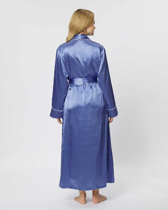 Women's Silk Dressing Gown - Periwinkle