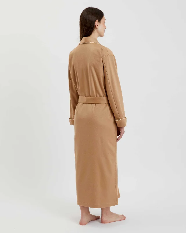 Women's Silk-Lined Cashmere Robe - Camel