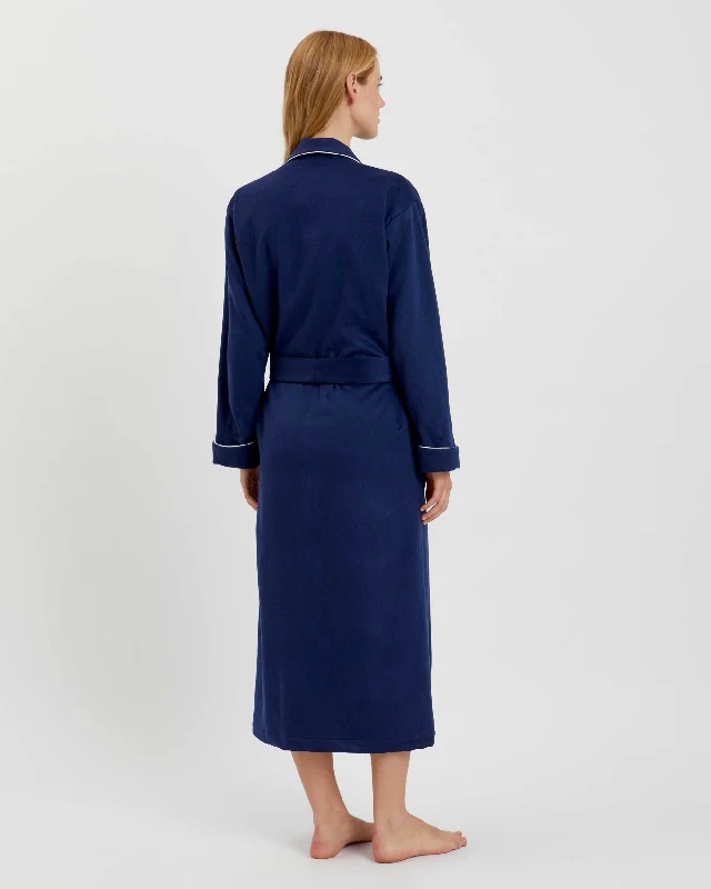 Women's Silk-Lined Cashmere Robe - Navy