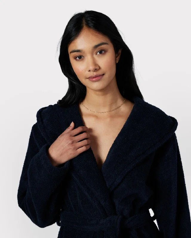 Towelling Dressing Gown - Navy