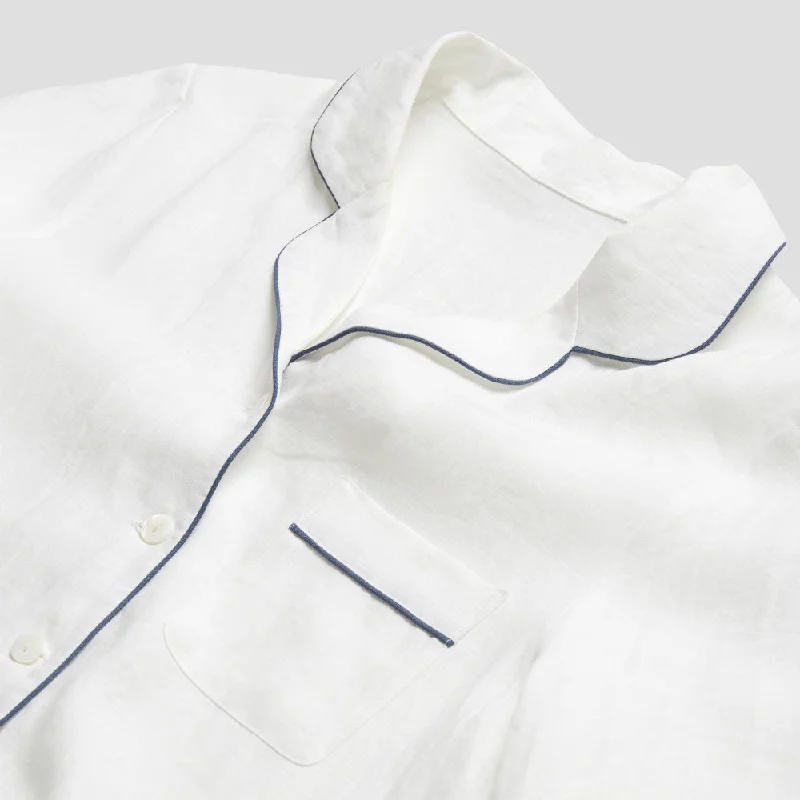 White Linen Pyjama Shirt (Top Only)