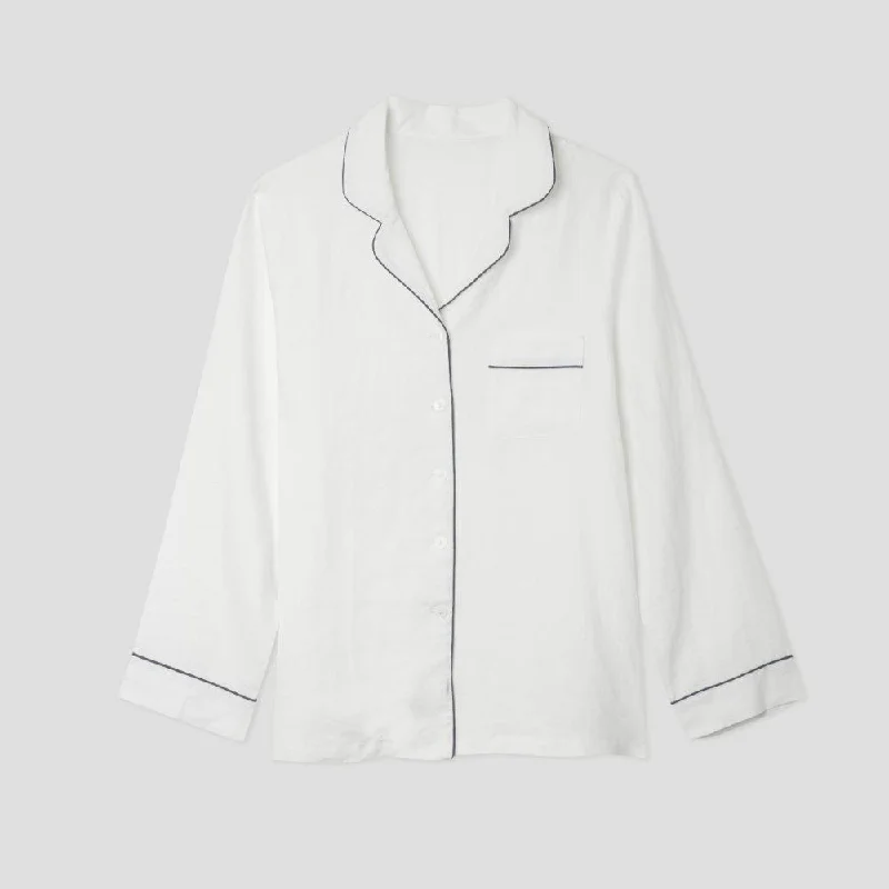 White Linen Pyjama Shirt (Top Only)