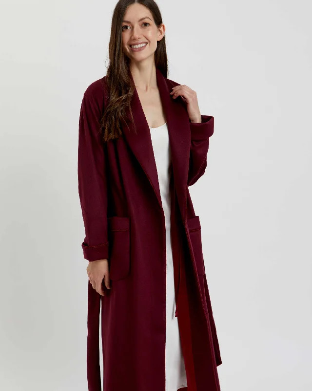 Women's Silk-Lined Cashmere Robe - Claret