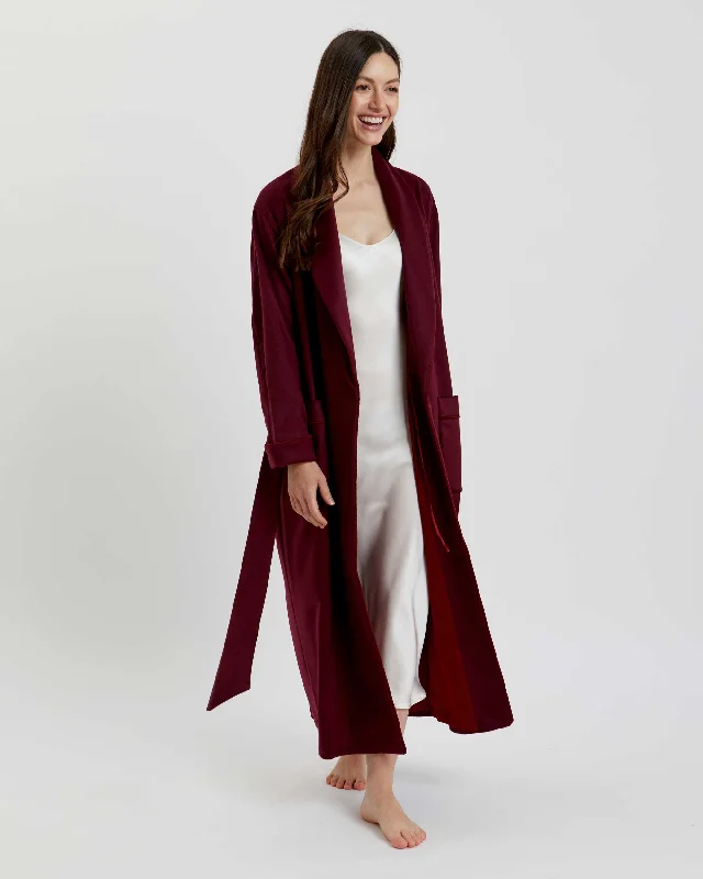 Women's Silk-Lined Cashmere Robe - Claret