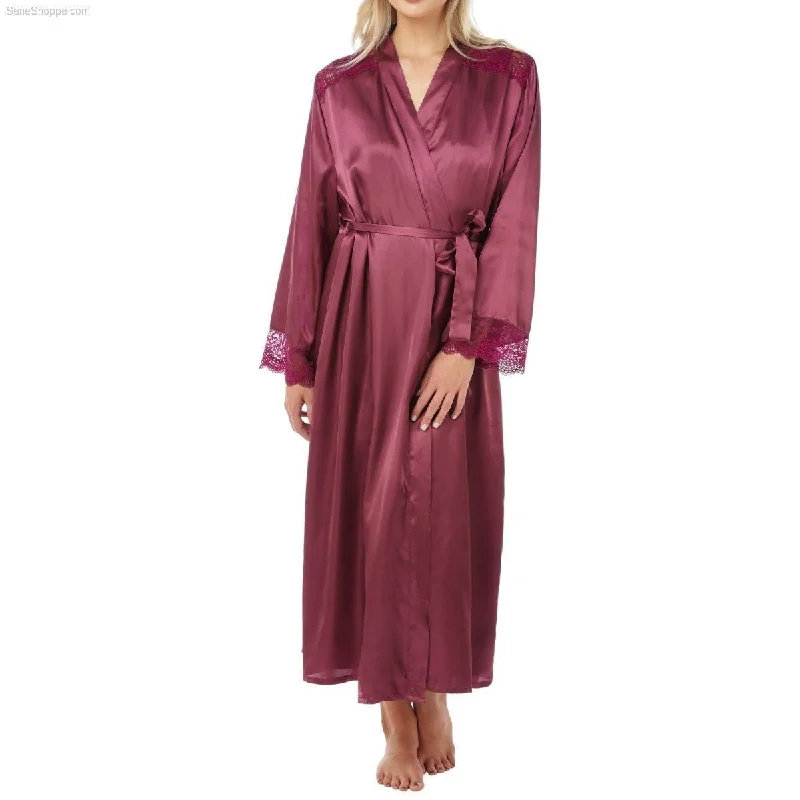 Women's Dressing Gown, Silk Bathrobe Satin Kimono Grape or Navy