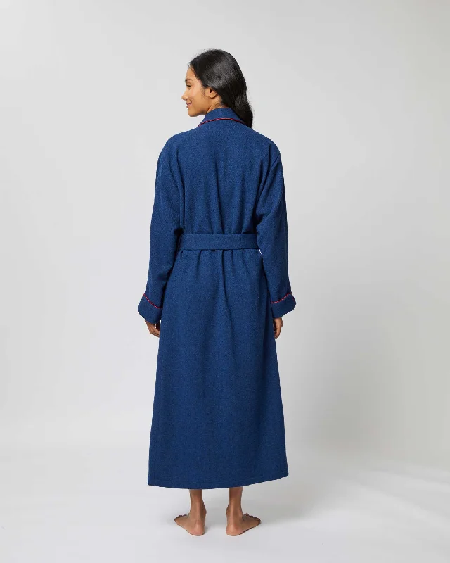 Women's Silk-Lined Wool Robe - Royal Blue